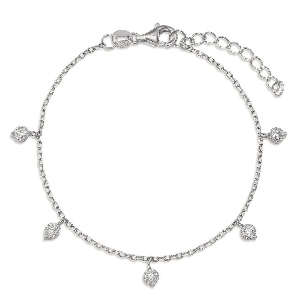 Armband Silber Zirkonia 5 Steine rhodiniert 15.5-18.5 cm verstellbar-593265