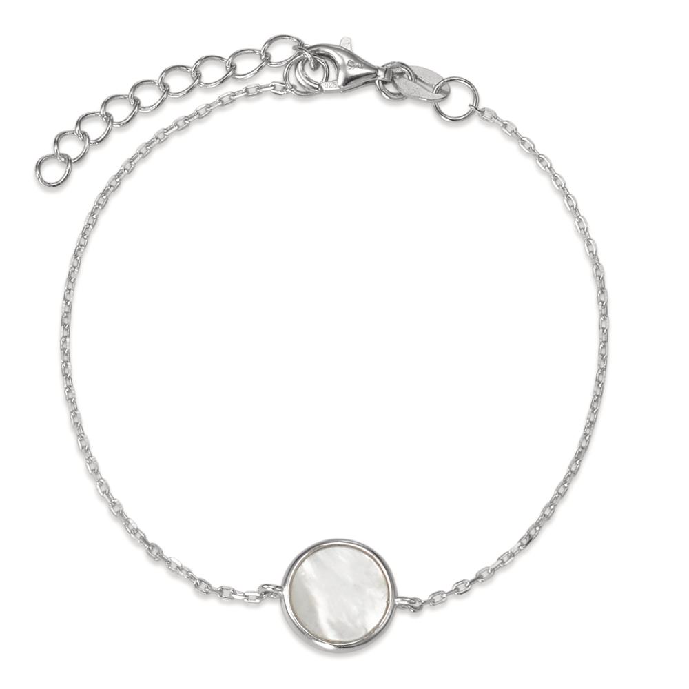 Armband Silber rhodiniert Perlmutt weiss, 9.5 mm 16-19 cm verstellbar-593286