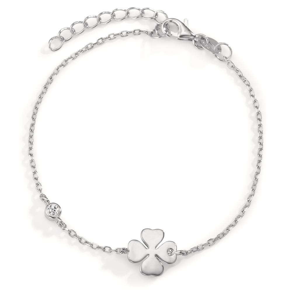 Armband Silber Zirkonia 2 Steine rhodiniert Kleeblatt 16-19 cm verstellbar-593508