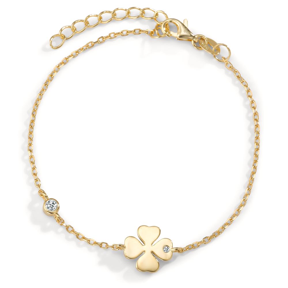 Armband Silber Zirkonia 2 Steine gelb vergoldet Kleeblatt 16-19 cm verstellbar-593510
