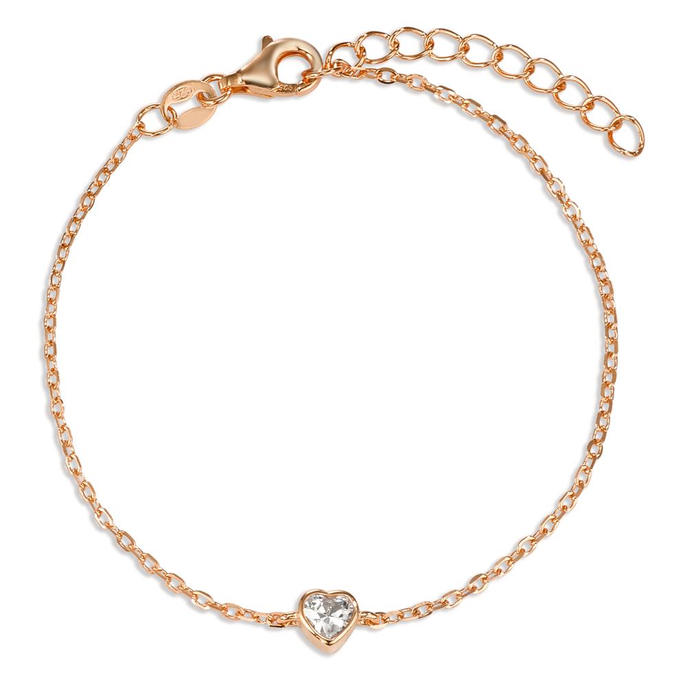 Armband Silber Zirkonia rosé vergoldet Herz 16-19 cm verstellbar-593524