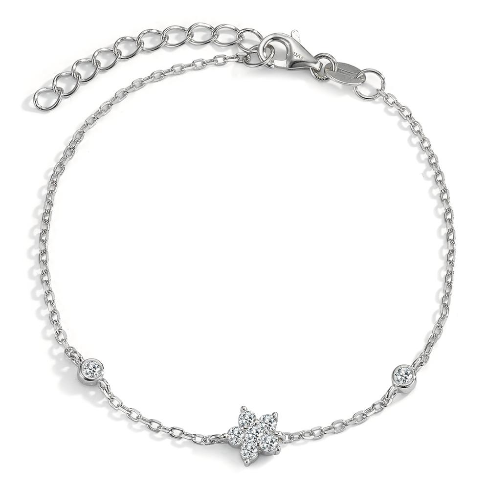 Armband Silber Zirkonia 8 Steine rhodiniert Blume 15.5-18.5 cm verstellbar-593554