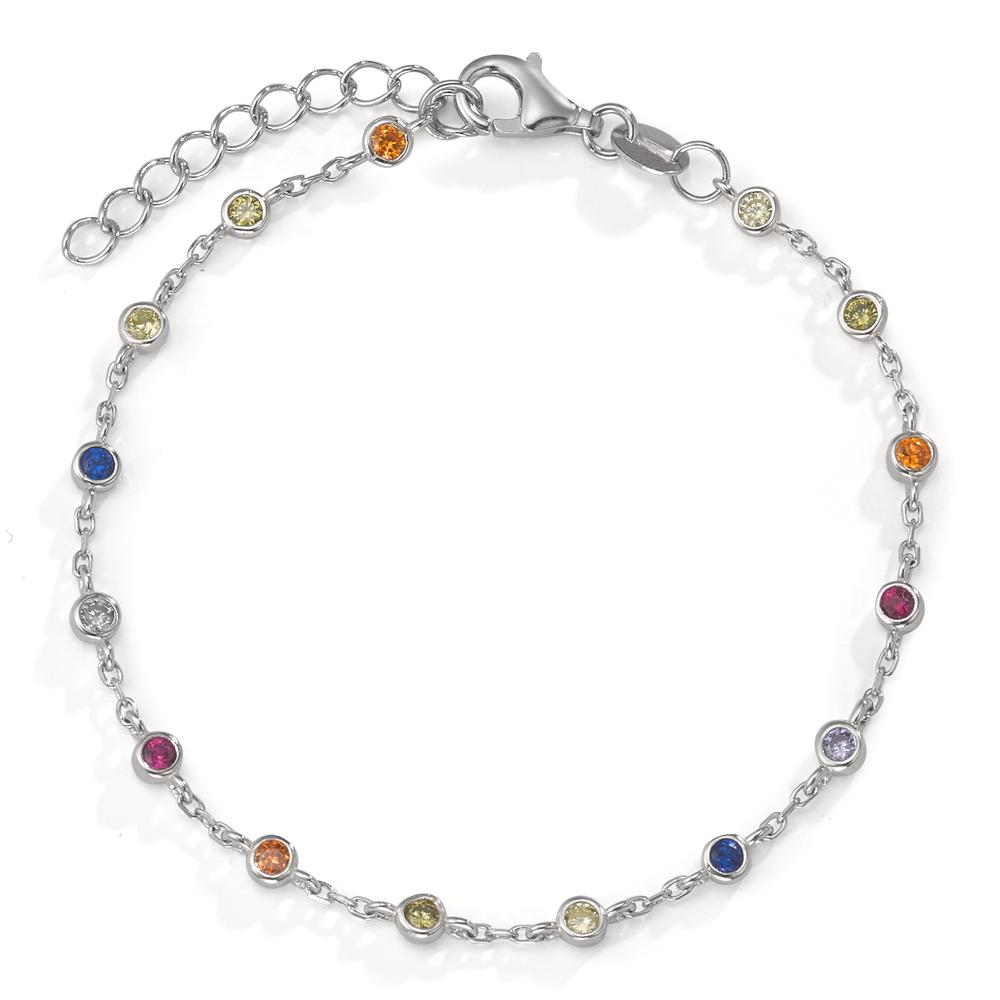 Armband Silber Zirkonia bunt, 15 Steine rhodiniert 15.5-18.5 cm verstellbar-593576