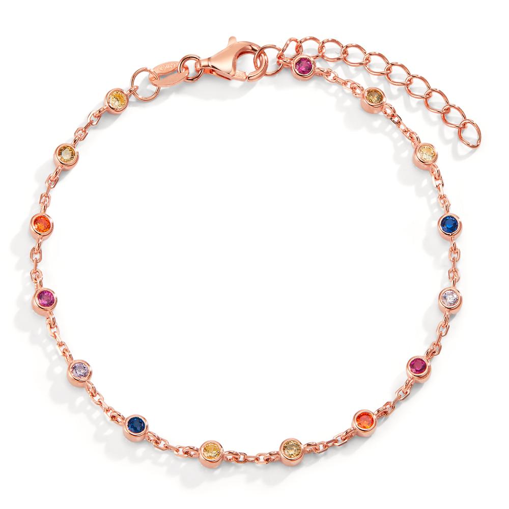 Armband Silber Zirkonia bunt, 15 Steine rosé vergoldet 15.5-18.5 cm verstellbar-593577