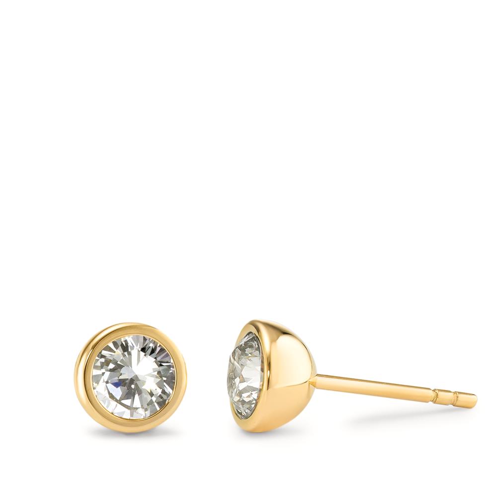 Ohrstecker Joy Gold aus Edelstahl mit Crystal White Zirkonia, Ø7mm-594054
