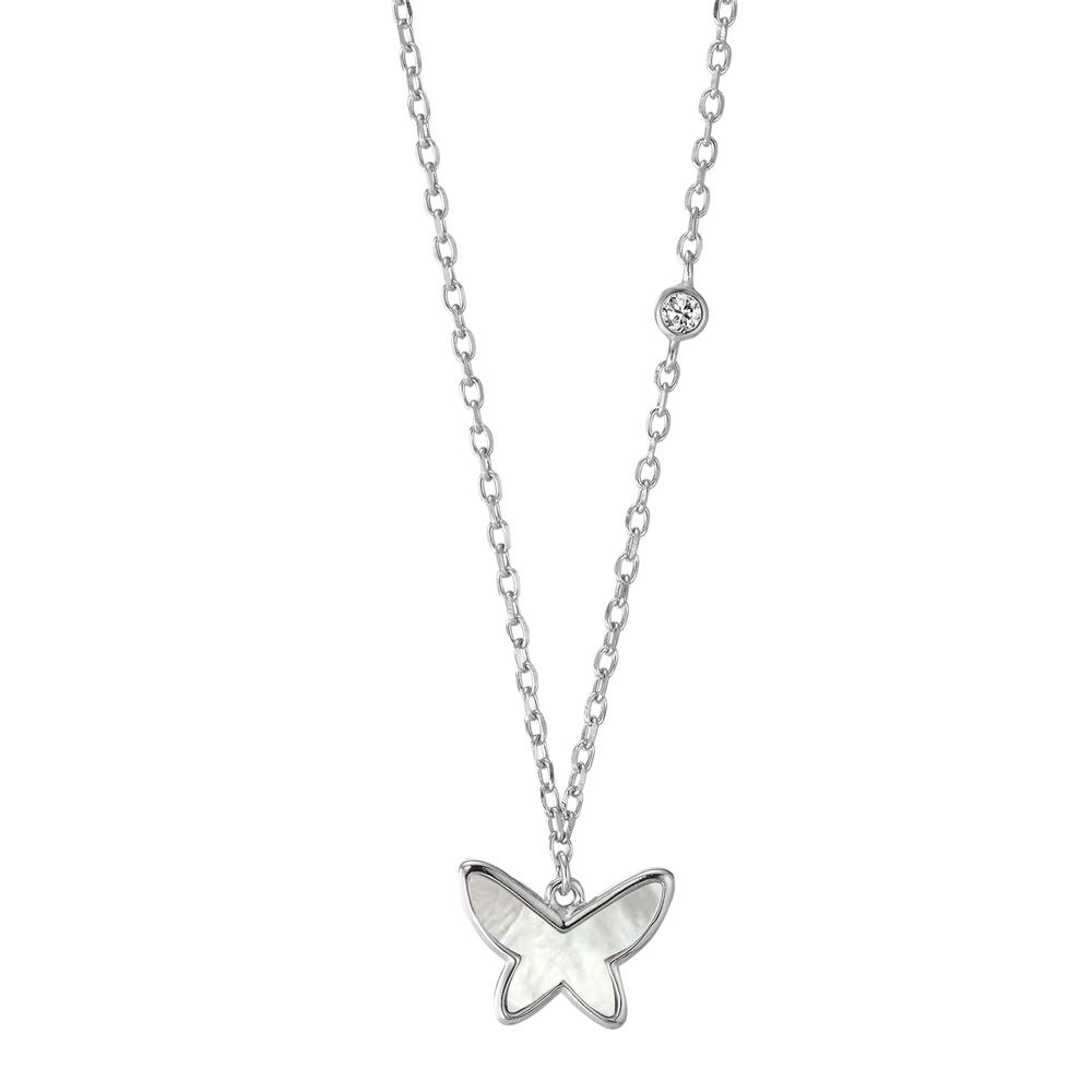 Collier Silber Zirkonia rhodiniert Perlmutt weiss Schmetterling 40-45 cm verstellbar-594382