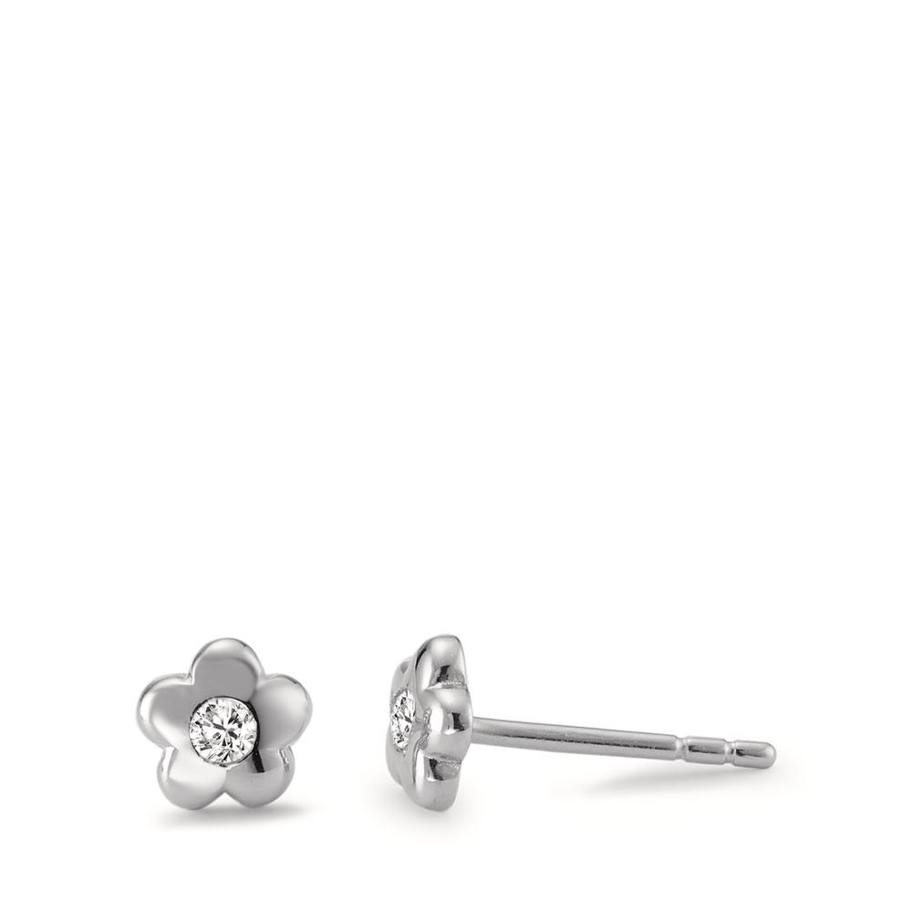 Ohrstecker Silber Zirkonia 2 Steine rhodiniert Blume Ø5.5 mm-594433