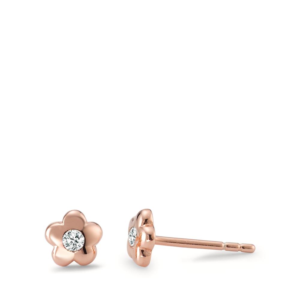 Ohrstecker Silber Zirkonia 2 Steine rosé vergoldet Blume Ø5.5 mm-594434