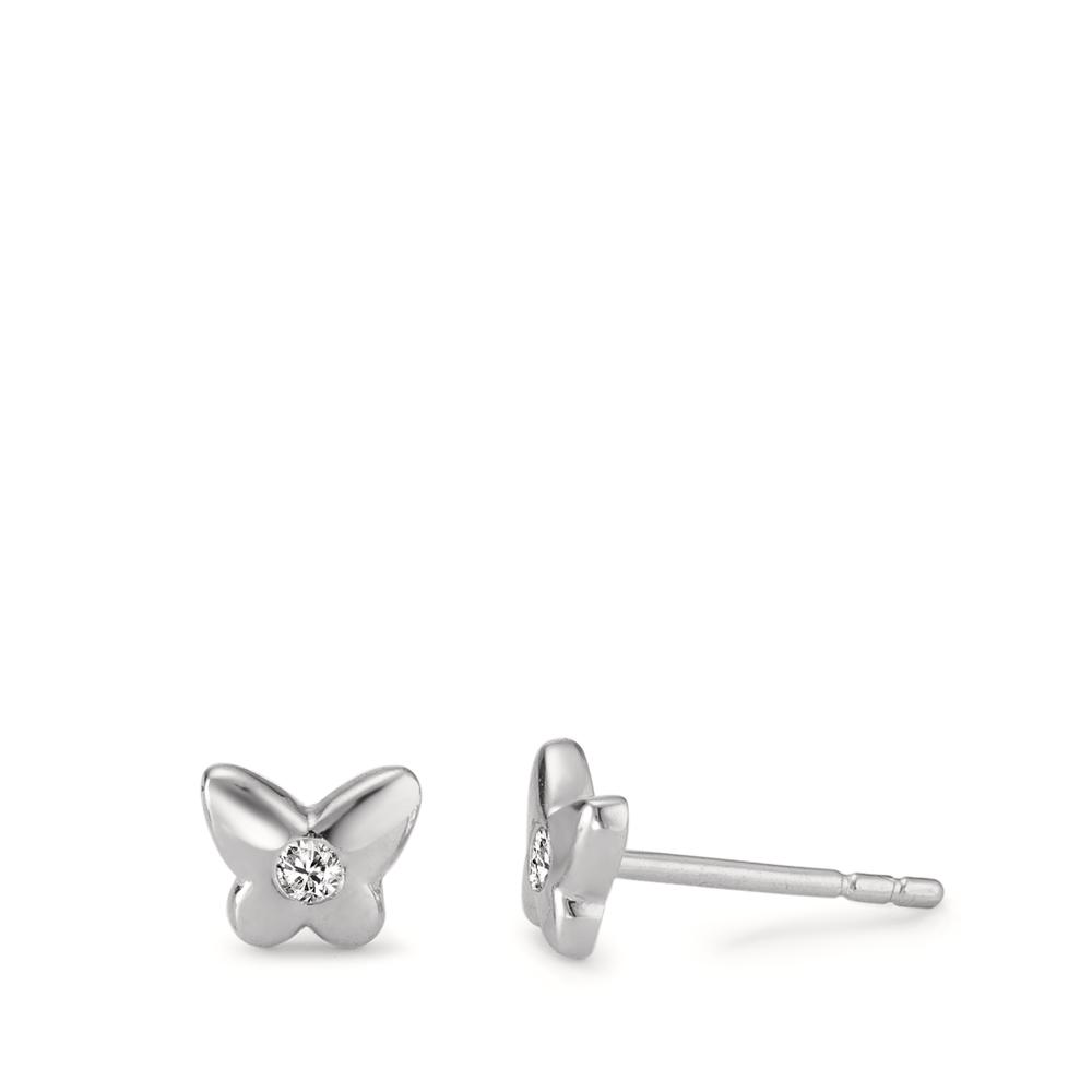 Ohrstecker Silber Zirkonia 2 Steine rhodiniert Schmetterling Ø5.5 mm-594439