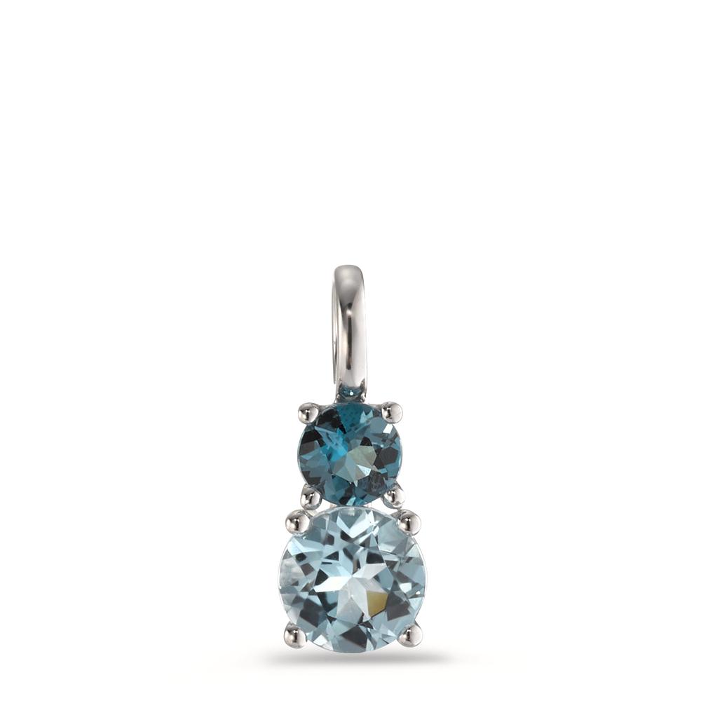 Anhänger 375/9 K Weissgold London Blue Topas 2 Steine-594873