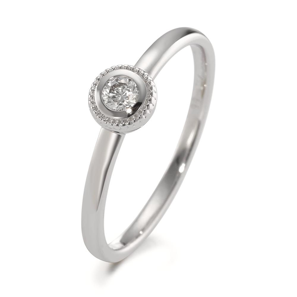 Solitär Ring 750/18 K Weissgold Diamant 0.10 ct, Brillantschliff, w-si-594939
