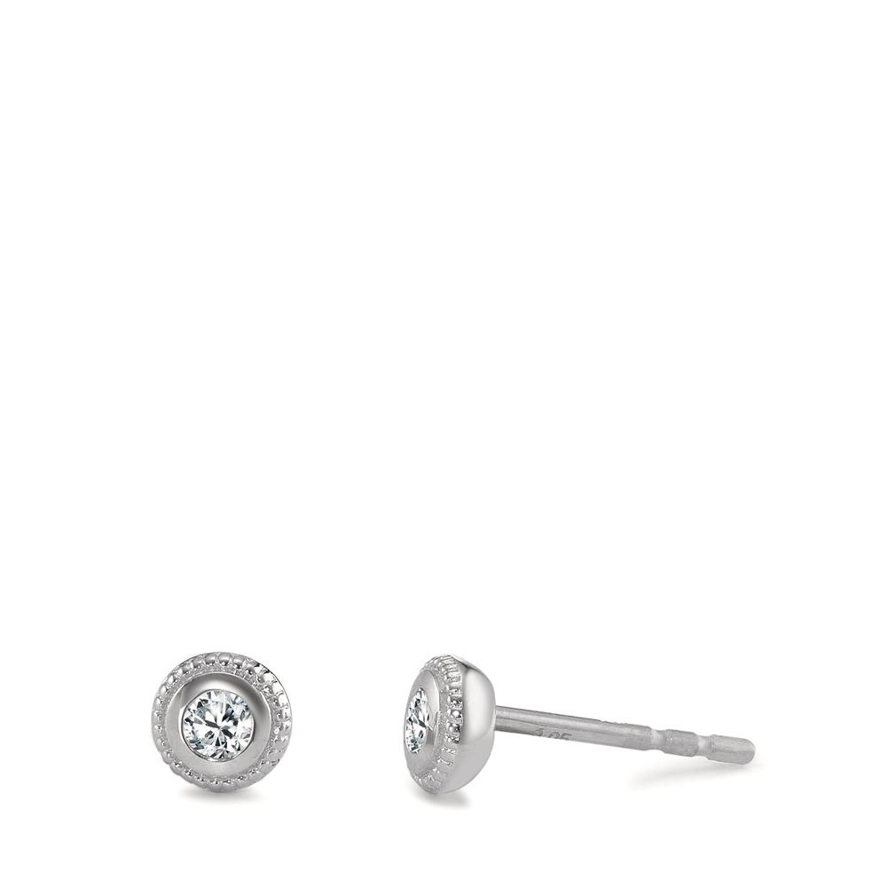 Ohrstecker 750/18 K Weissgold Diamant 0.10 ct, 2 Steine, Brillantschliff, w-si Ø4.5 mm-594941