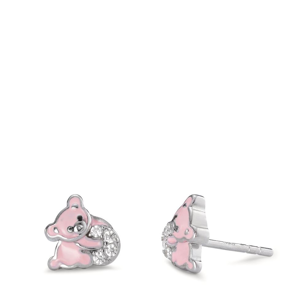 Ohrstecker Silber Zirkonia 8 Steine rhodiniert Bär Ø8 mm-595118