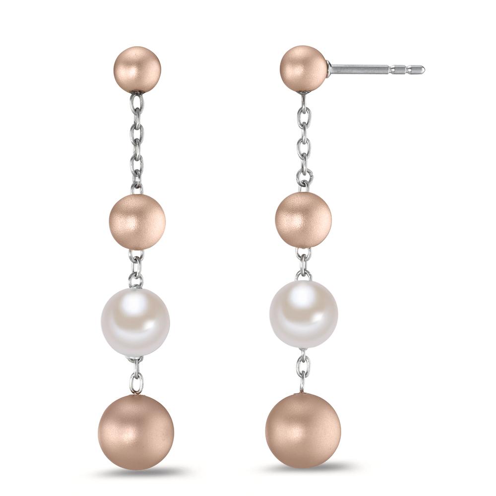 Perlohrhänger Arya aus Edelstahl mit Aluminium Light Rosé und weissen Muschelperlen, 45mm-595271