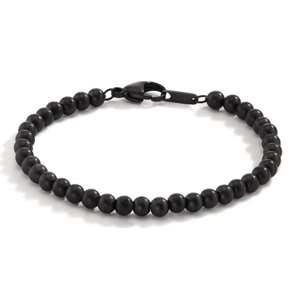 Armband Adonic aus schwarzen Edelstahlkugeln Ø5mm sandmatt, 19cm -595319