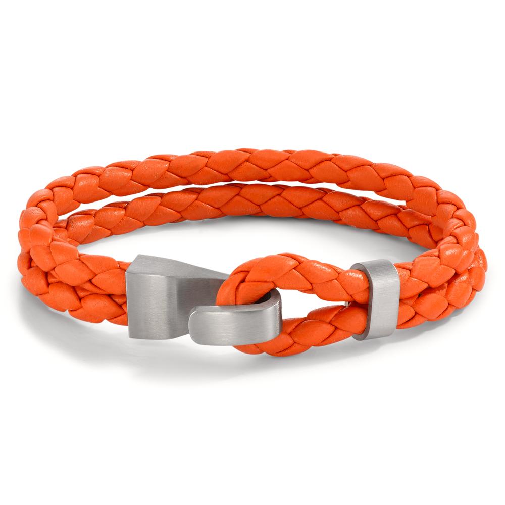 Lederarmband VADINO Orange, Knebelverschluss aus Edelstahl, 21cm -595355
