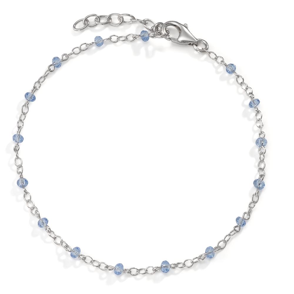 Armband Silber Zirkonia hellblau, 16 Steine rhodiniert 17.5-19.5 cm verstellbar-595474