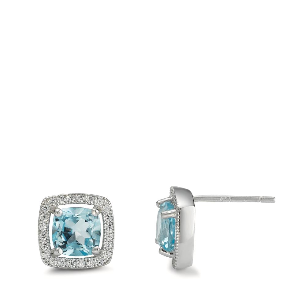 Ohrstecker Silber Topas blau rhodiniert Ø9.5 mm-595564