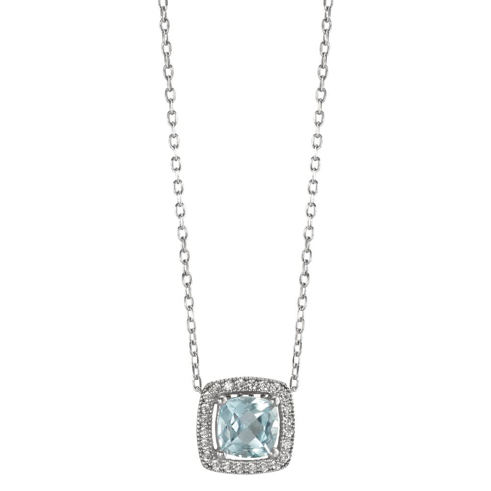 Collier Silber Topas blau rhodiniert 40-45 cm verstellbar-595567