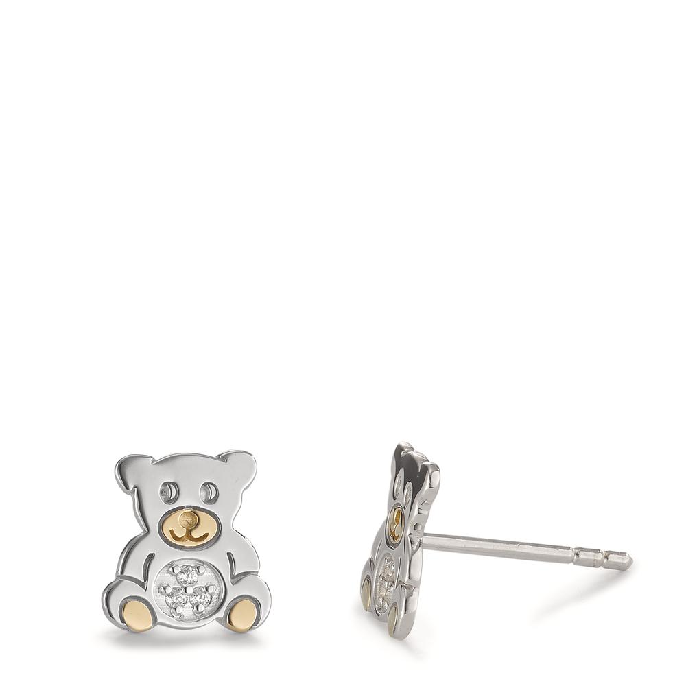 Ohrstecker Silber Zirkonia 7 Steine gelb bicolor Bär Ø8 mm-595730
