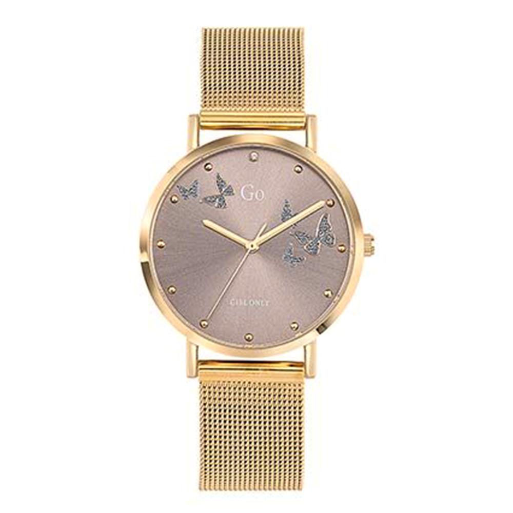 Uhr Edelstahl, Metall Zirkonia gelb IP beschichtet Schmetterling Ø30 mm-595849