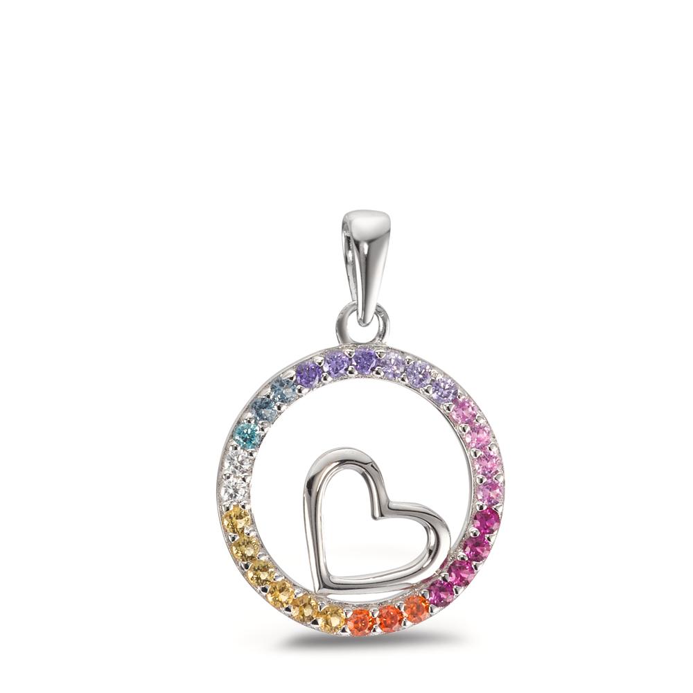 Anhänger Silber Zirkonia bunt rhodiniert Herz Ø16 mm-596207