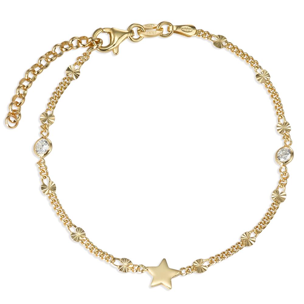Armband Silber Zirkonia 2 Steine gelb vergoldet Stern 16.5-19.5 cm verstellbar-596267