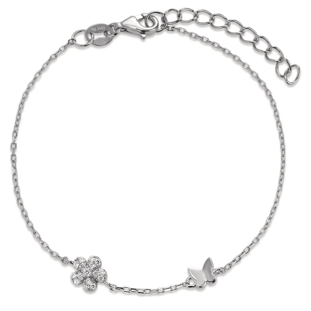 Armband Silber Zirkonia 6 Steine rhodiniert Blume 16-19 cm verstellbar-596372