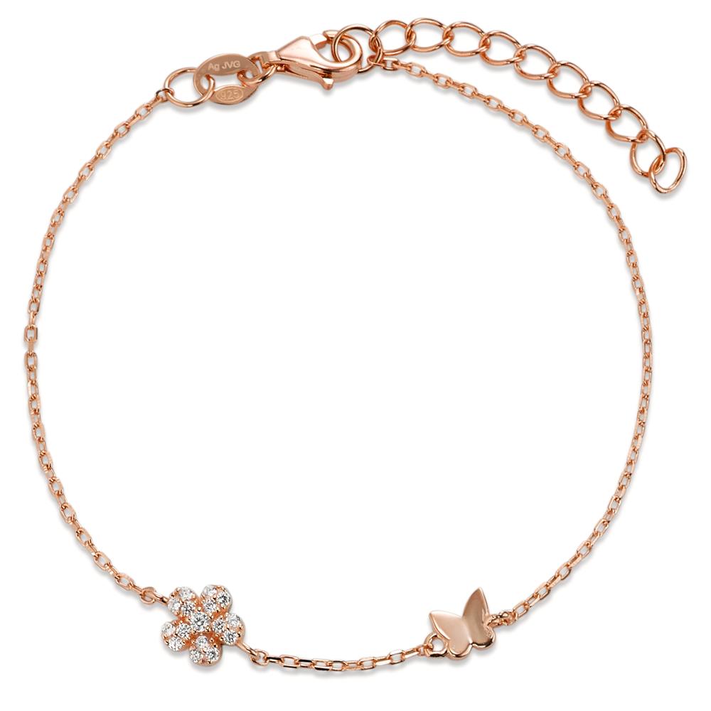 Armband Silber Zirkonia 6 Steine rosé vergoldet Blume 16-19 cm verstellbar-596373