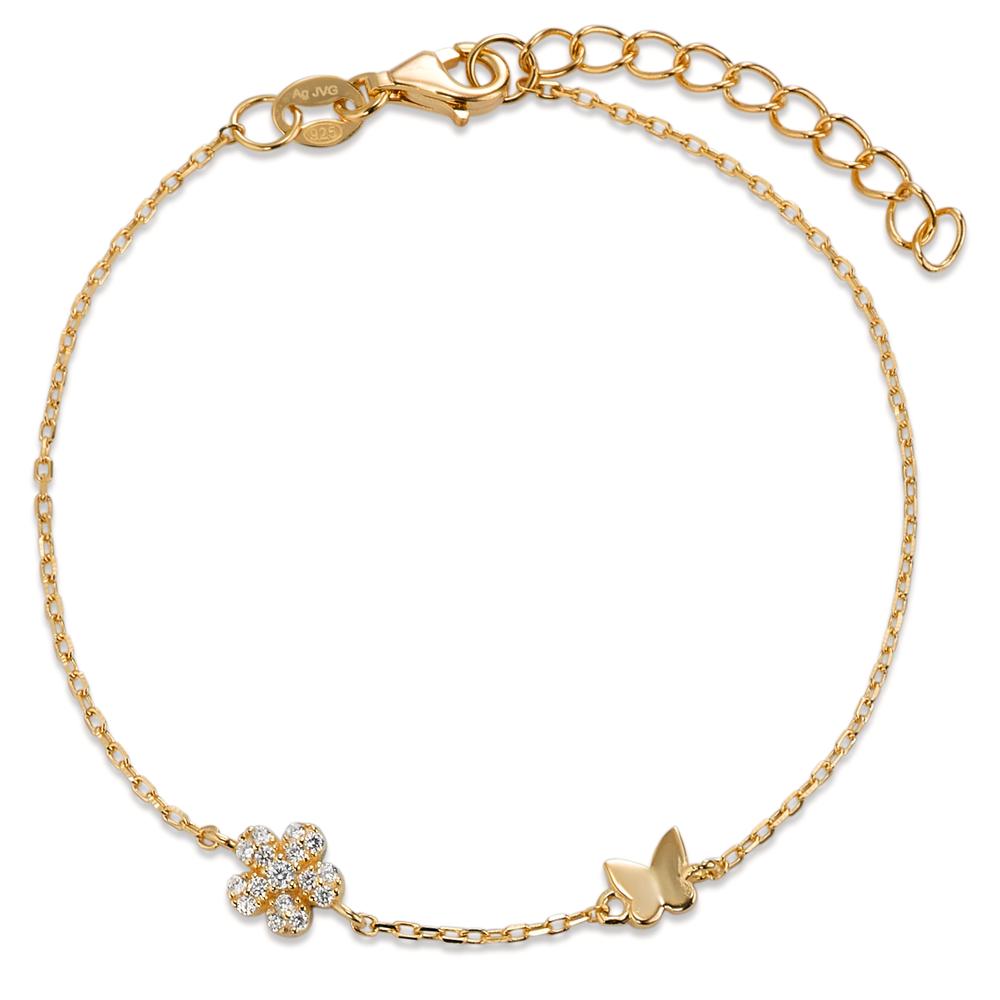 Armband Silber Zirkonia 6 Steine gelb vergoldet Blume 16-19 cm verstellbar-596374