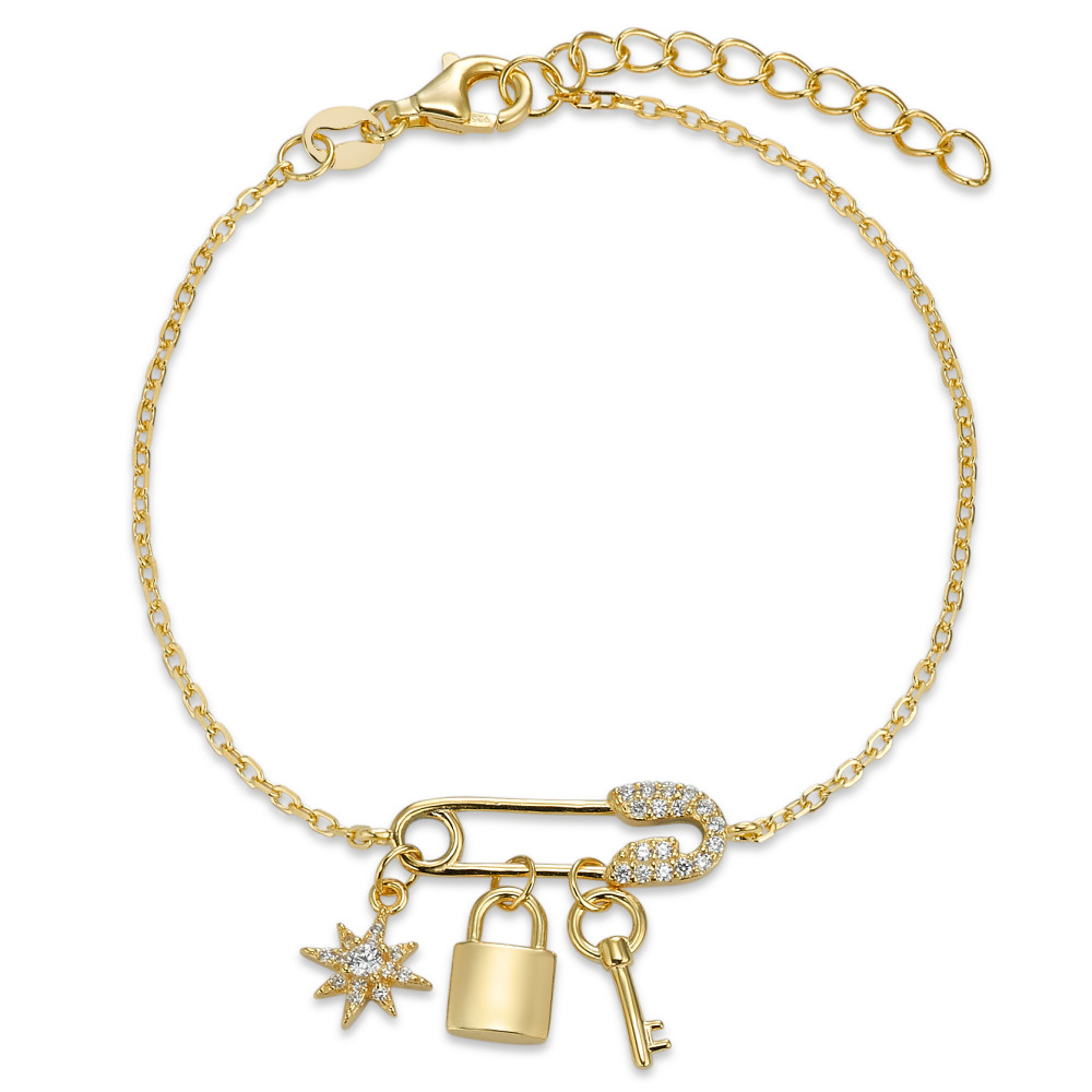 Armband Silber Zirkonia gelb vergoldet 16-19 cm verstellbar-596380