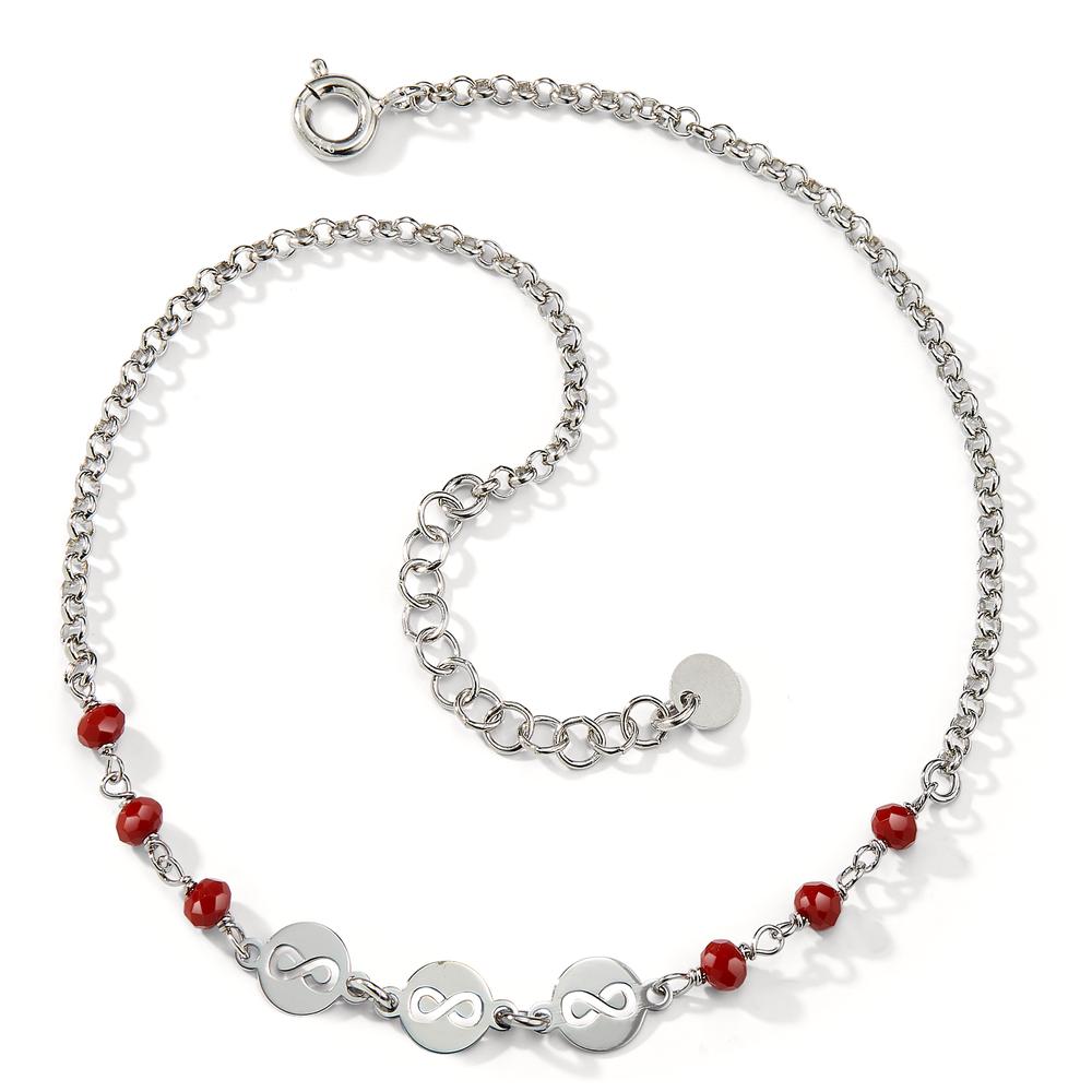 Fusskettchen Silber Kristall rot, 6 Steine rhodiniert Infinity 23-26 cm verstellbar-596829