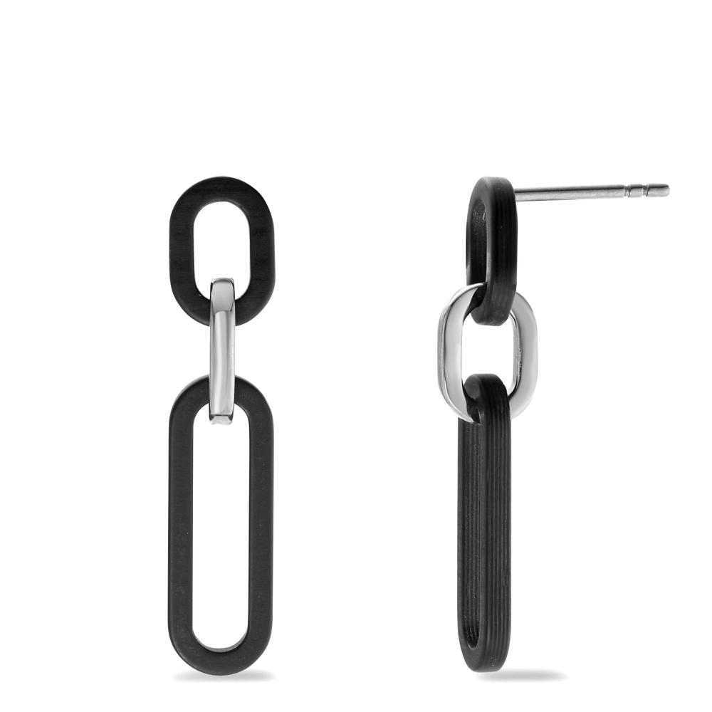 Ohrhänger Soho aus Edelstahl mit Carbon, 7 x 32 mm-596928