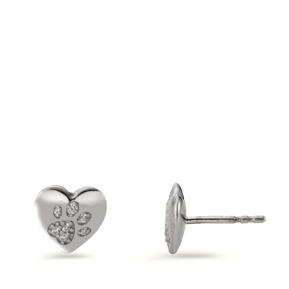 Ohrstecker Silber Zirkonia 14 Steine rhodiniert Pfote Ø8.5 mm-597771