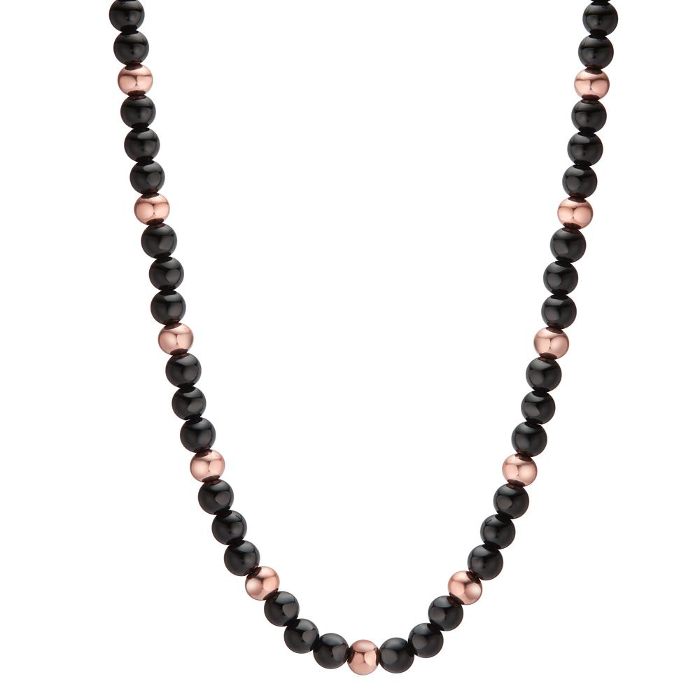 Halskette MUSE Rosé aus Edelstahl mit schwarzem Achat 42-45 cm verstellbar Ø4 mm-597933