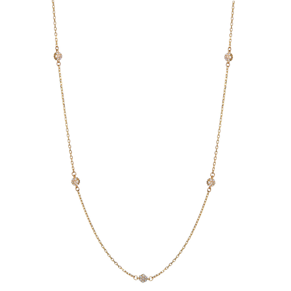 Collier 585/14 K Gelbgold Zirkonia 35 Steine 42-45 cm verstellbar-598020