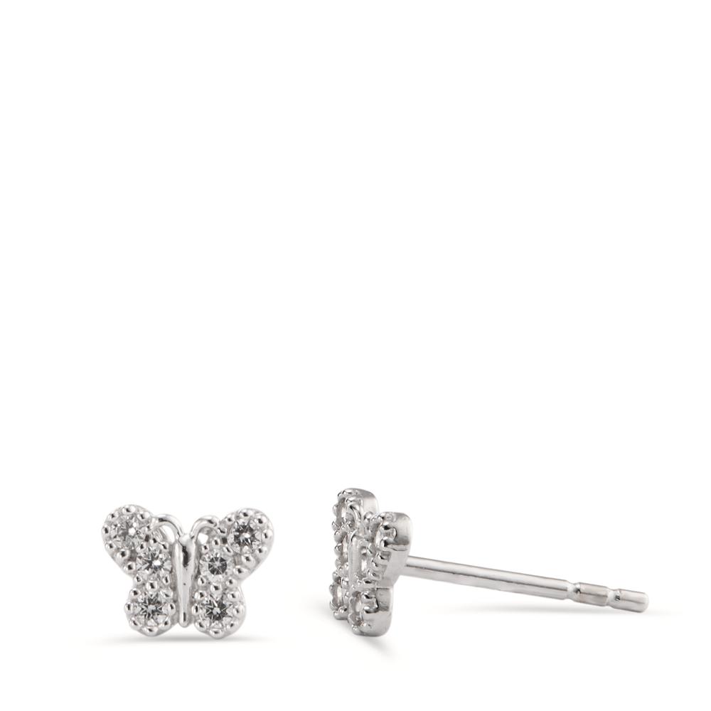 Ohrstecker 585/14 K Weissgold Zirkonia 12 Steine Schmetterling Ø5.5 mm-598045