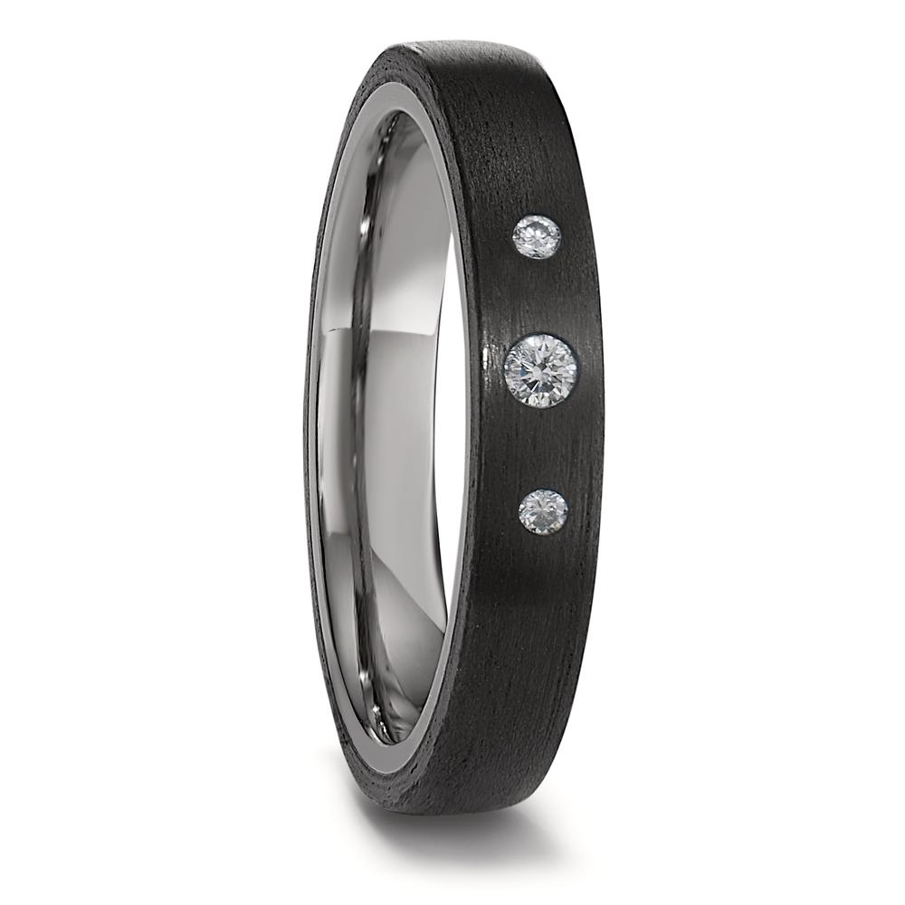 Partnerring Titan, Carbon Diamant 0.09 ct, 3 Steine, w-si-598355