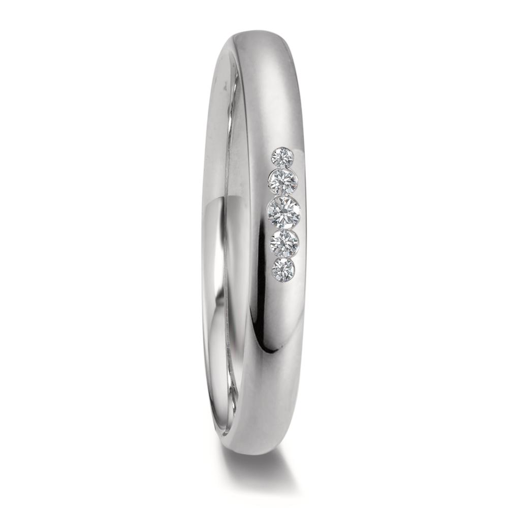 Partnerring 950 Platin Diamant 0.05 ct, 5 Steine, w-si-598481