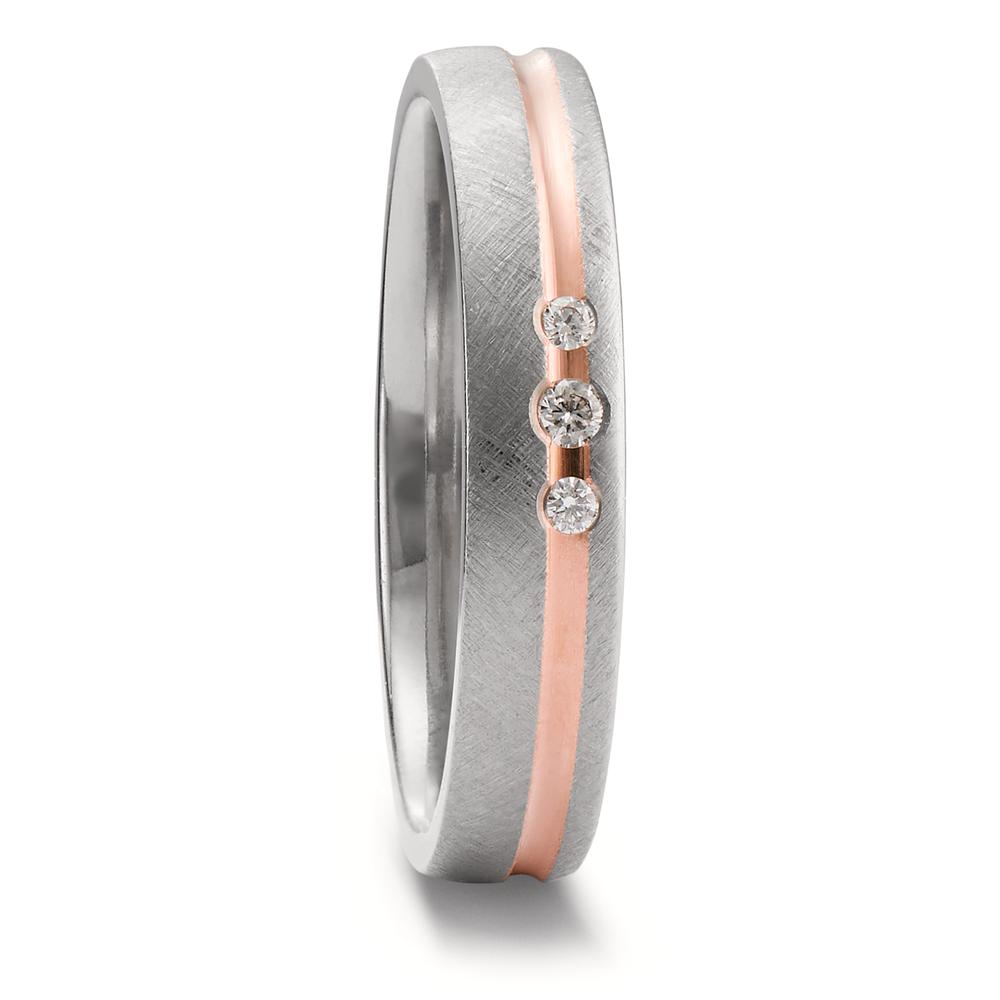 Partnerring Titan, 750/18 K Rotgold Diamant 0.04 ct, 3 Steine, w-si-598521