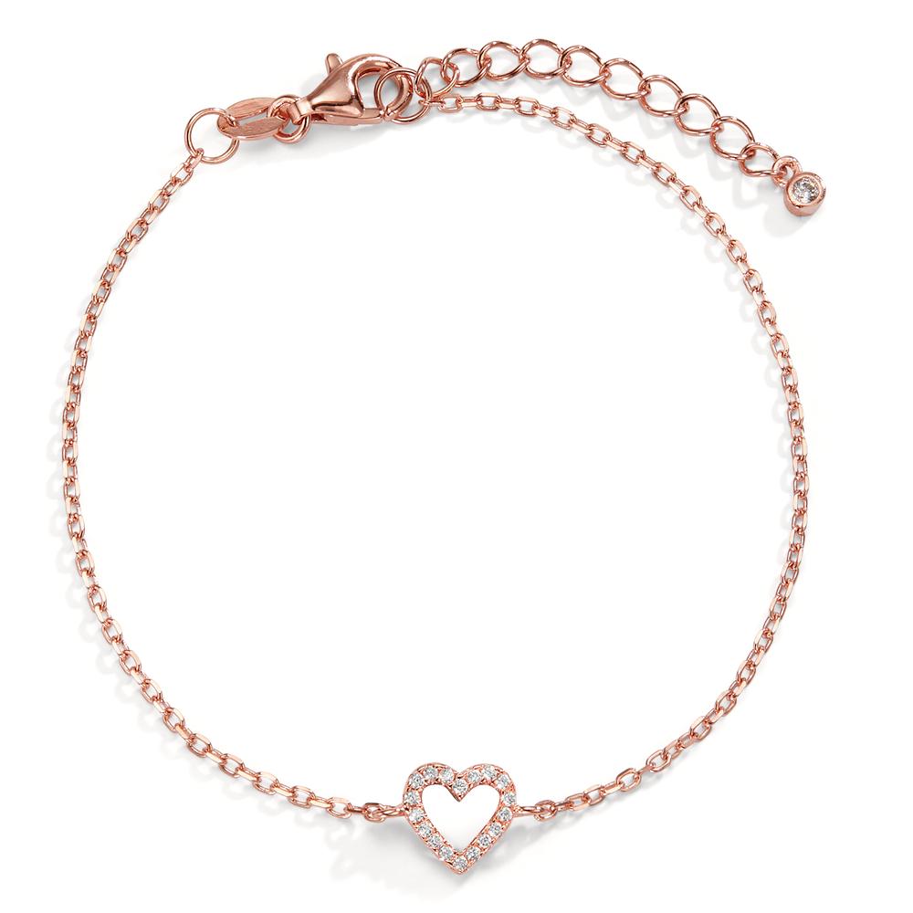Armband Silber Zirkonia rosé vergoldet Herz 17-20 cm verstellbar-598598