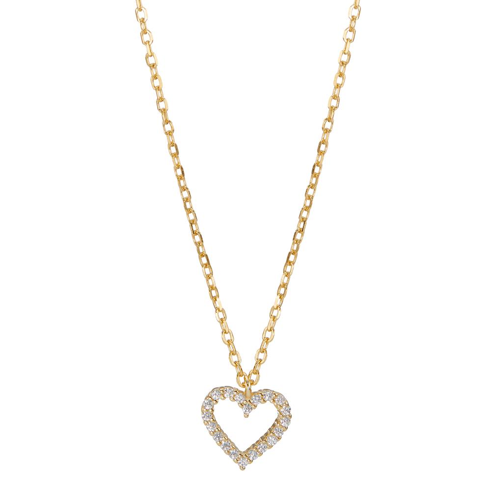 Collier Silber Zirkonia gelb vergoldet Herz 42-45 cm verstellbar-598652