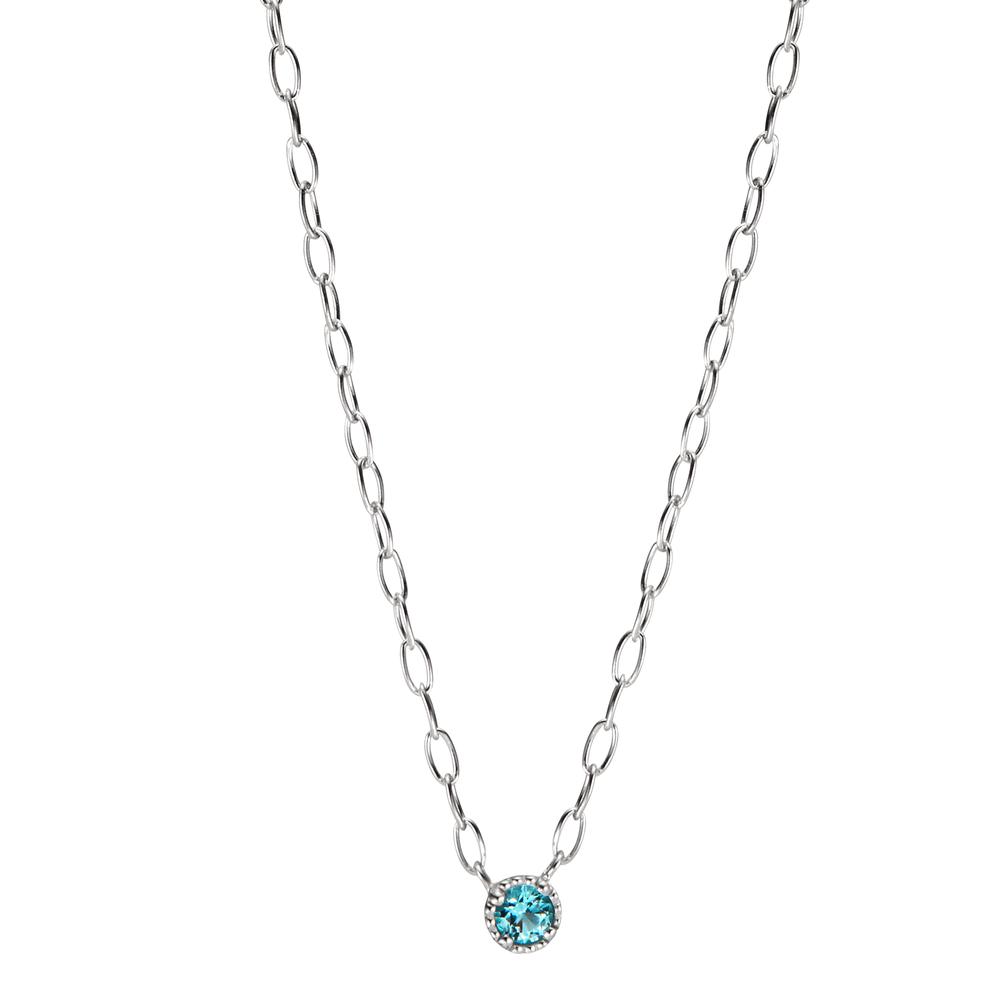 Collier Silber Zirkonia aqua rhodiniert 40-45 cm verstellbar-598834
