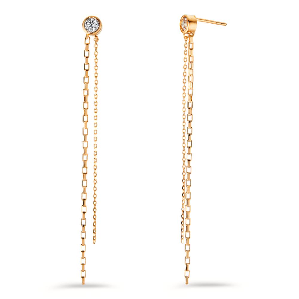 Ohrhänger Bronze Zirkonia 2 Steine vergoldet-598842