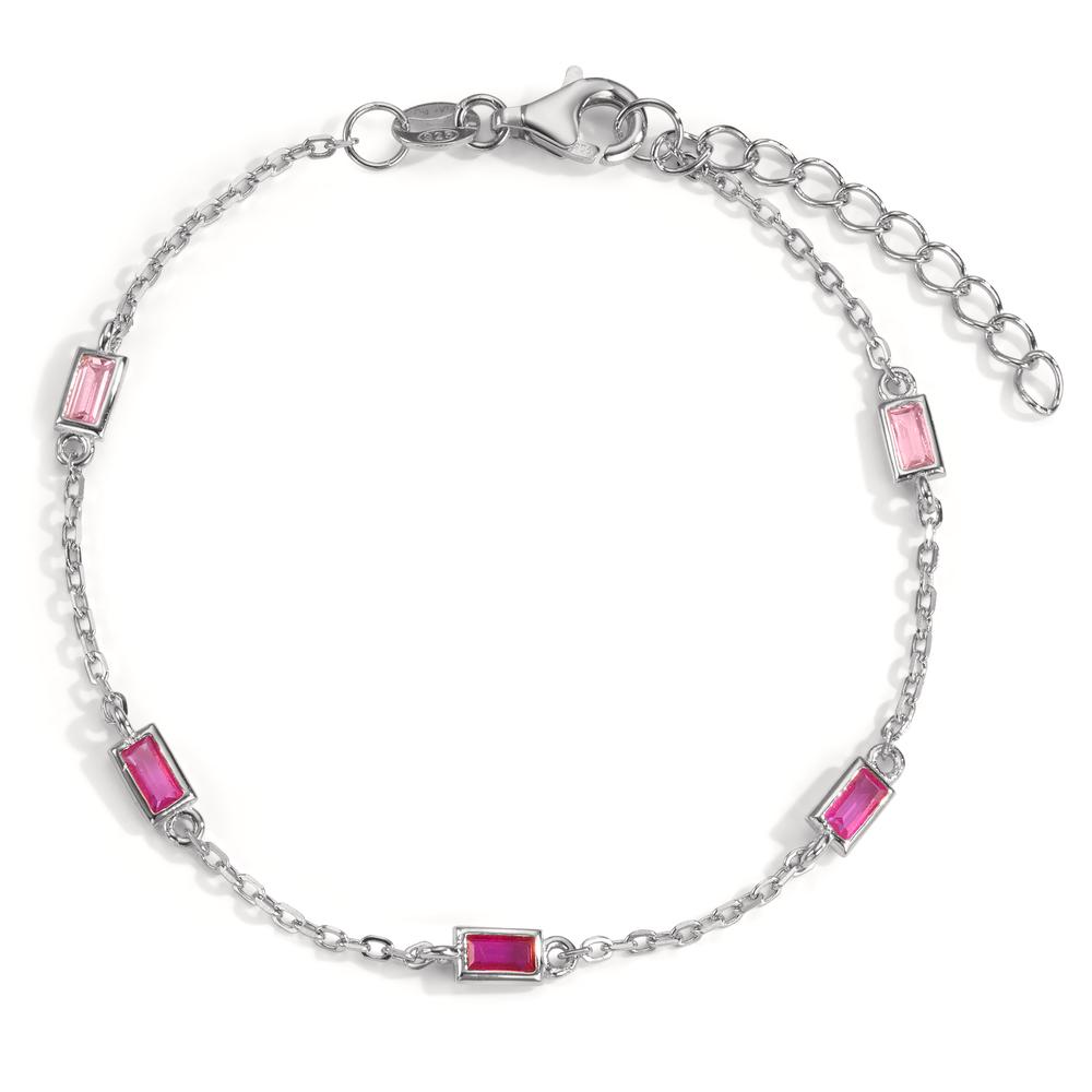 Armband Silber Zirkonia rosa, 5 Steine rhodiniert 16-18.5 cm verstellbar-599187