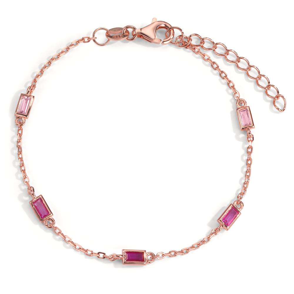 Armband Silber Zirkonia rosa, 5 Steine rosé vergoldet 16-18.5 cm verstellbar-599188
