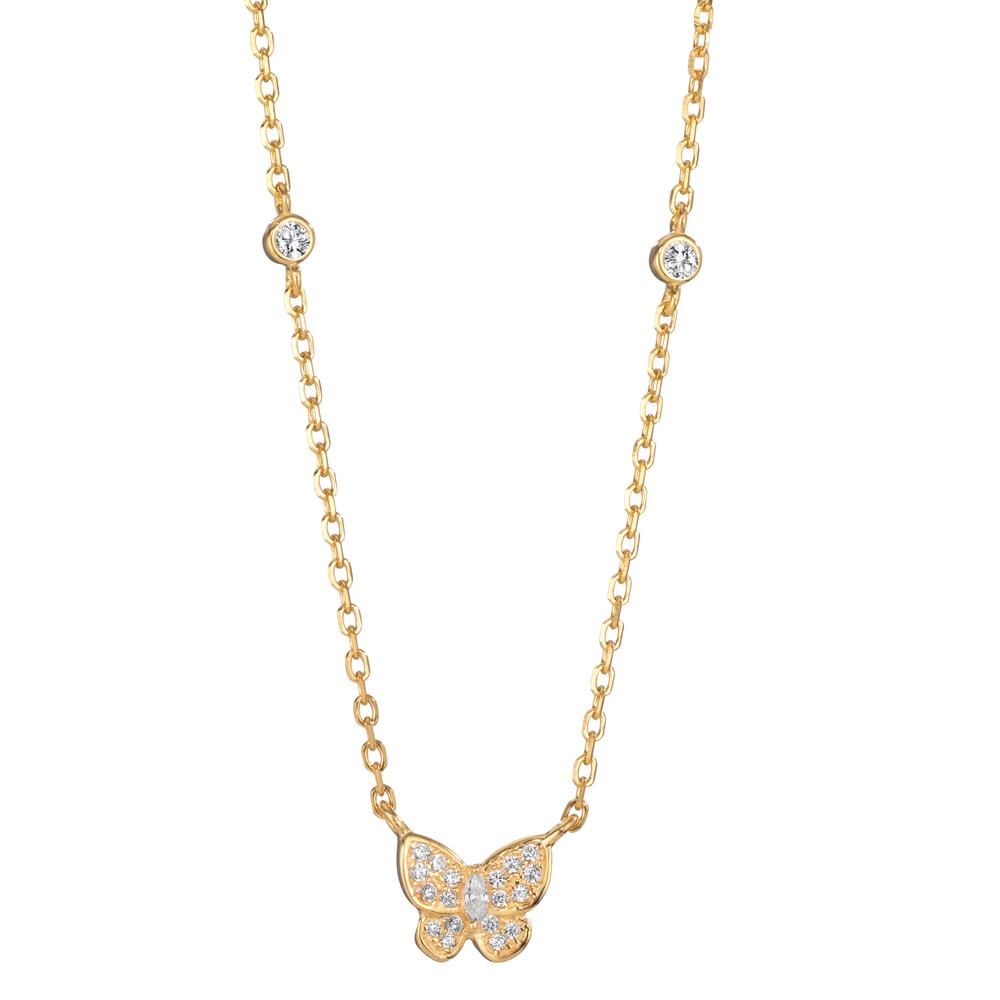 Collier Silber Zirkonia gelb vergoldet Schmetterling 40-45 cm verstellbar-599259