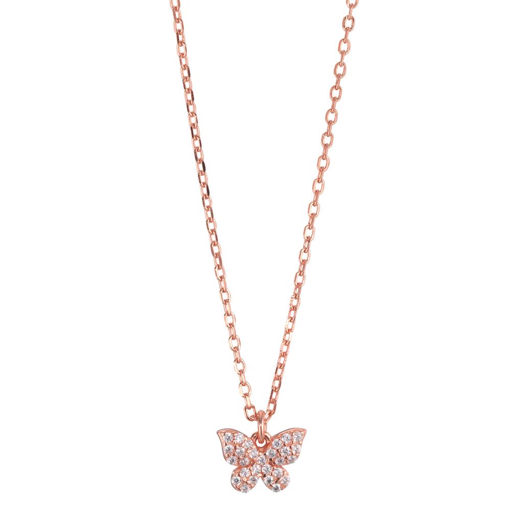 Collier Silber Zirkonia rosé vergoldet Schmetterling 40-45 cm verstellbar Ø7.5 mm-599456