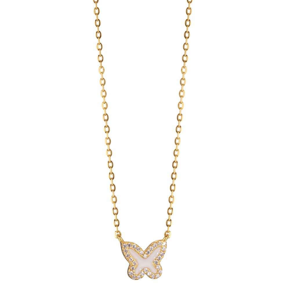 Collier Silber Zirkonia gelb vergoldet Schmetterling 40-45 cm verstellbar Ø9 mm-599619