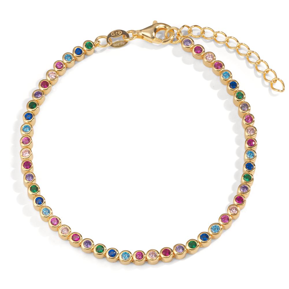 Armband Silber Zirkonia bunt, 49 Steine gelb vergoldet 16-19 cm verstellbar-599680